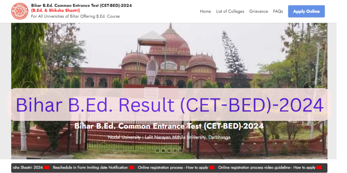 Bihar B.Ed. Result (CET-BED)-2024