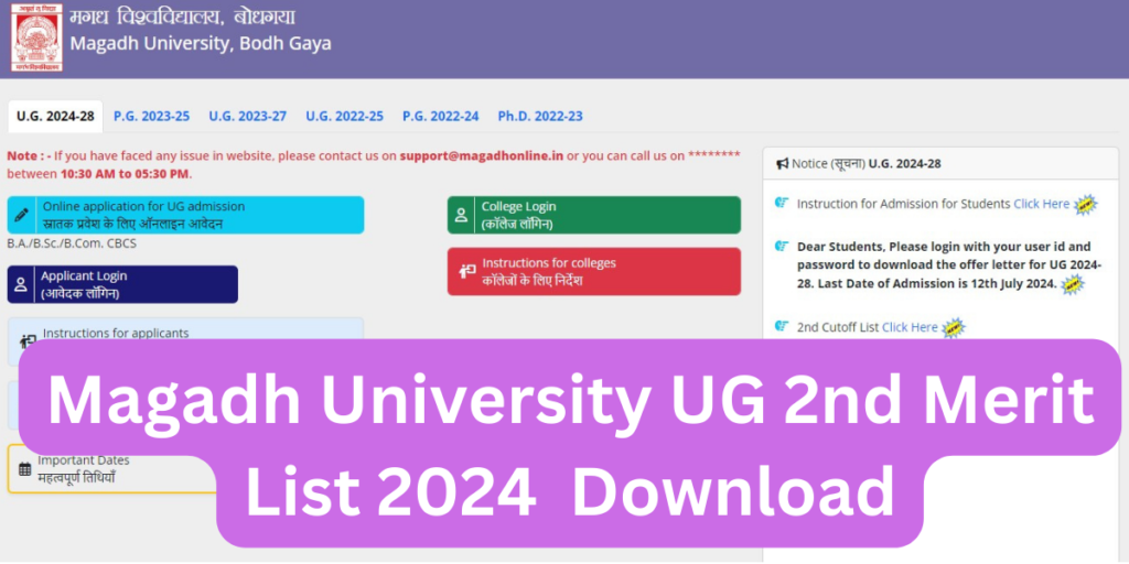 magadh university ug 2nd merit list 2024 pdf download